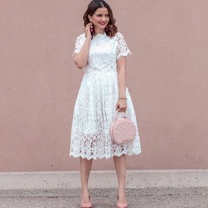 Chicwish White Lace Overlay Midi Dress